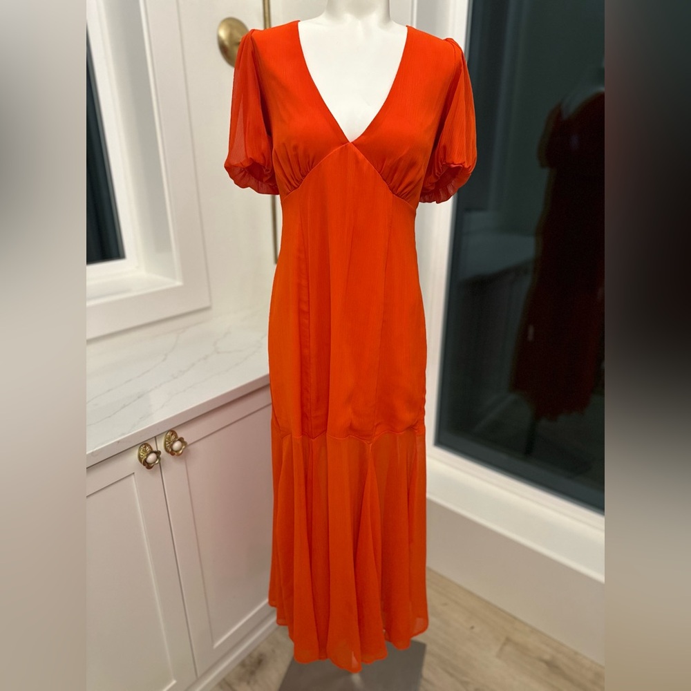ASOS orange chiffon dress